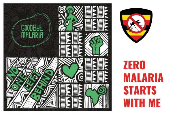 Zero Malaria Starts With Me campaign artwork with the MYCU shield: Goodbye Malaria, No one left behind